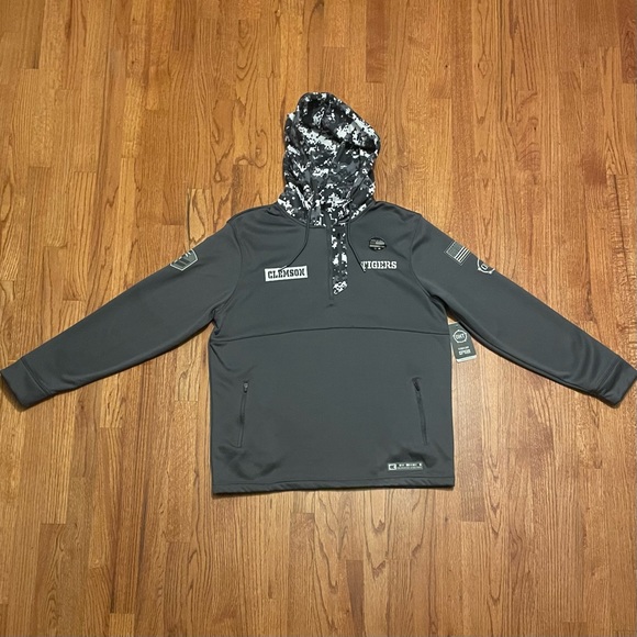 NWT Clemson Tigers Colosseum OHT Military Appreciation Camo Quarter-Zip Hoodie L - Picture 3 of 16